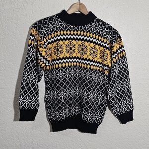 Vintage American Pride Yellow/Black Fair Isle Knit Sweater